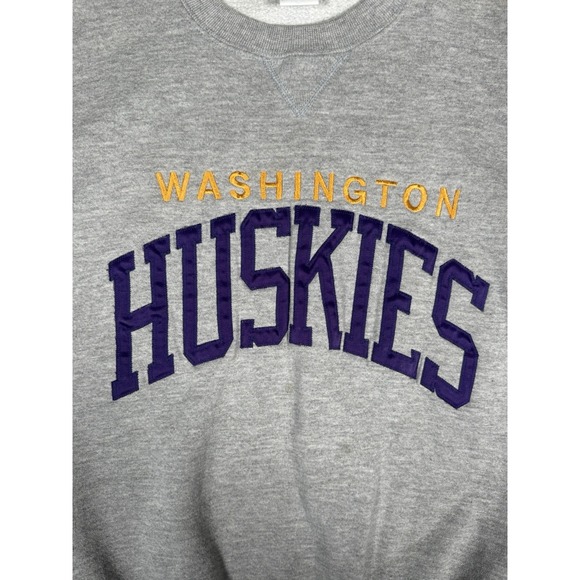 Vintage Russell Washington Huskies Sweatshirt Mens Medium Gray Crewneck Y2K 00s - Picture 7 of 13